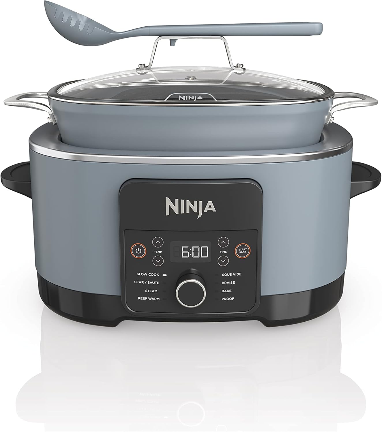 Ninja MC1001C Foodi PossibleCooker PRO 8.5 Quart Multi-Cooker, with 8-in-1 Slow Cooker,Dutch Oven,Steamer &More,Glass Lid & Integrated Spoon,Nonstick,Oven Safe Pot to 500°F,Sea Salt Gray,Sea Salt Grey