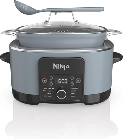 Ninja MC1001C Foodi PossibleCooker PRO 8.5 Quart Multi-Cooker, with 8-in-1 Slow Cooker,Dutch Oven,Steamer &More,Glass Lid & Integrated Spoon,Nonstick,Oven Safe Pot to 500°F,Sea Salt Gray,Sea Salt Grey
