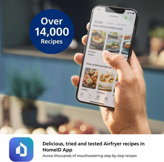 Philips 2000 Series Airfryer, RapidAir Technology, 13-in-1 Ways to Cook, 4.2L Capacity, Healthier Meals Up to 90% Less Fat, Easy to Clean, Dishwasher Safe, Touchscreen Control, HomeID App (NA220/00)