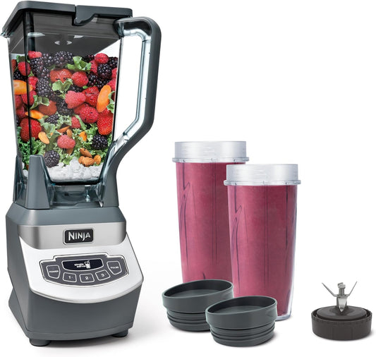Ninja BL660C Professional Countertop Blender With 1100-Watt Base,72Oz Total Crushing Pitcher and(2)16 Oz Cups For Frozen Drinksand Smoothies,Silver/Gray,1100W,(Canadian Version)Silver/Grey,7.8 Pounds