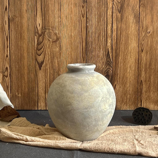 Rustic Ceramic Vase, Farmhouse Flower Vases, Vintage Vases for Home Decor, Handmade Pottery Floor Vase for Centerpieces & Table Decorations, Living Room & Entryway Decor,White Gray